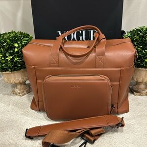 Chestnut vegan leather Monos weekender / carry on bag